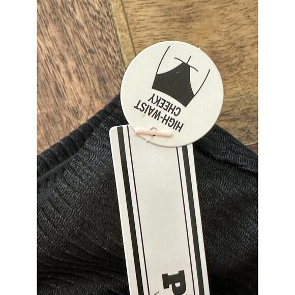 Victoria's Secret Pink Women's Black High Waisted Cheeky Bikini Bottom Size M - Picture 4 of 5